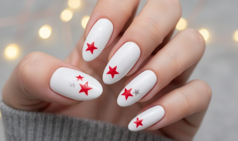 Red and White Christmas Nails