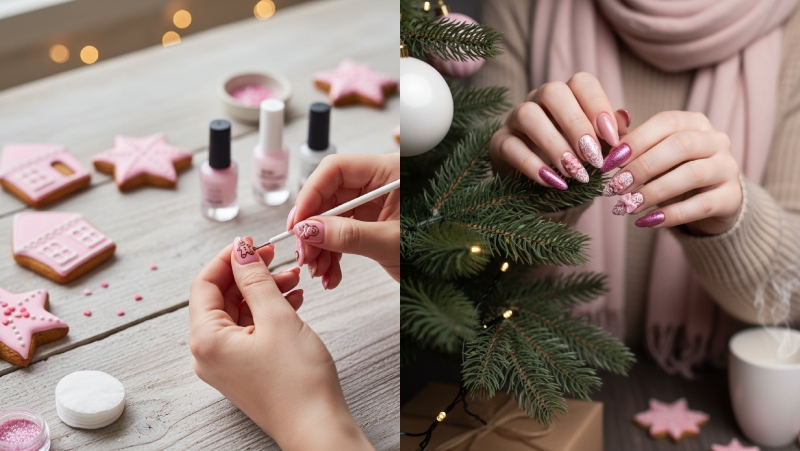 Pink Gingerbread Nails