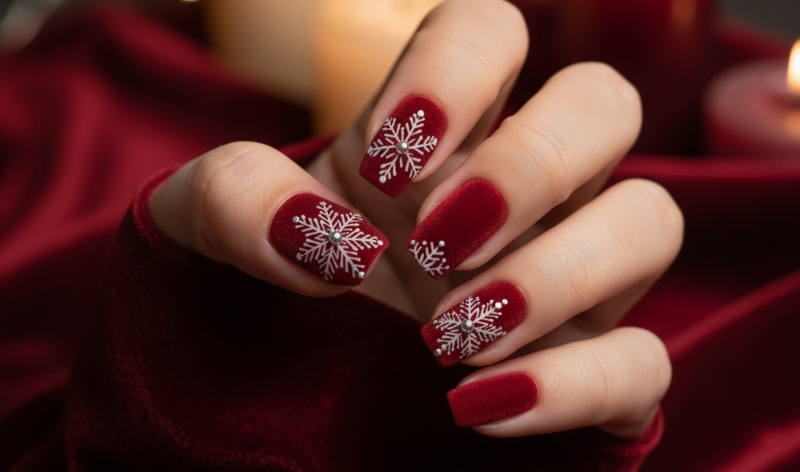 Red and White Christmas Nails