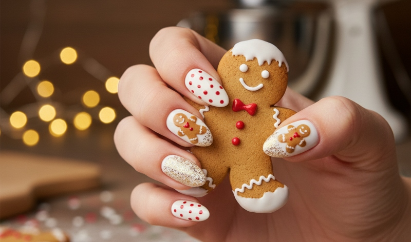 Red and White Christmas Nails