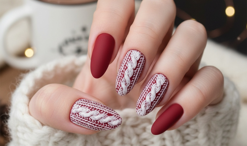 Red and White Christmas Nails