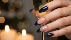 Dark Blue French Tip Nails