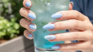 Light Blue French Tip Nails