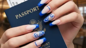 Royal Blue French Tip Nails